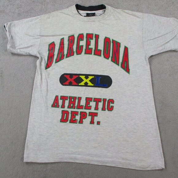College Ware Other - VINTAGE XXL Athletic Department T Shirt Adult Medium Ivory Red Barcelona Layered